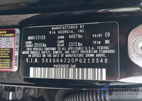 2023 Kia K5 Gt Line from USA, damaged, VIN 5XXG64J20PG213348